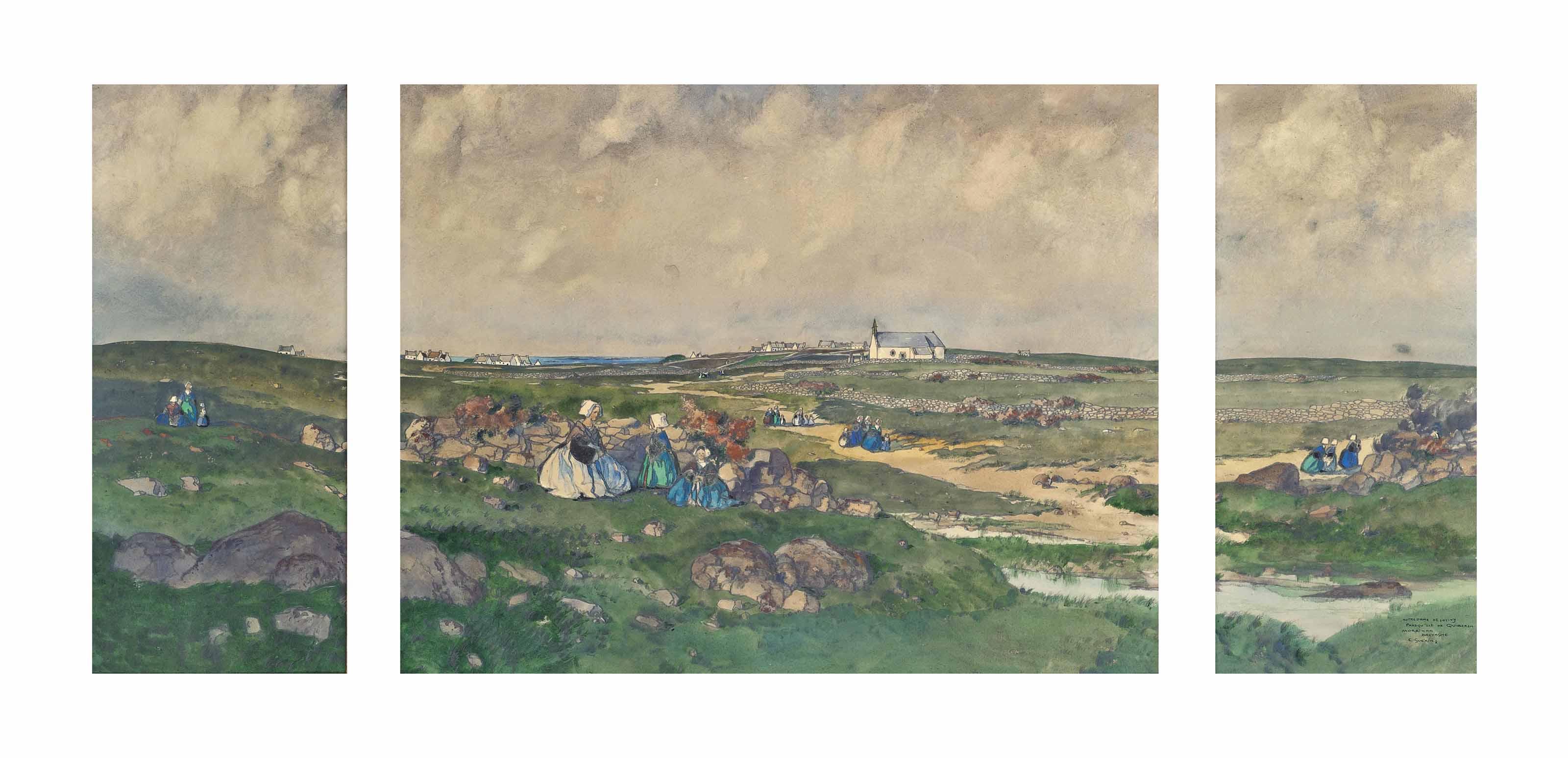 Ernest Pierre Guérin - Bretons outside Notre Dame de Lotivy