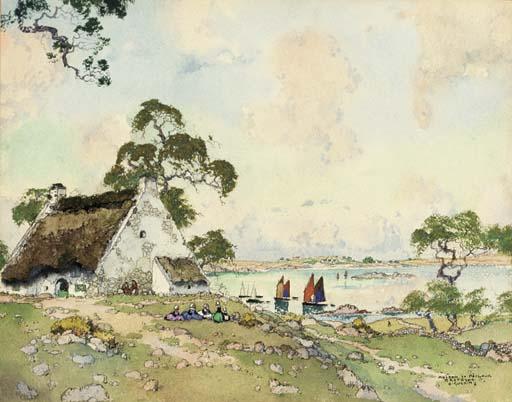 Ernest Pierre Guérin - Le maison de pècheur, Bretagne