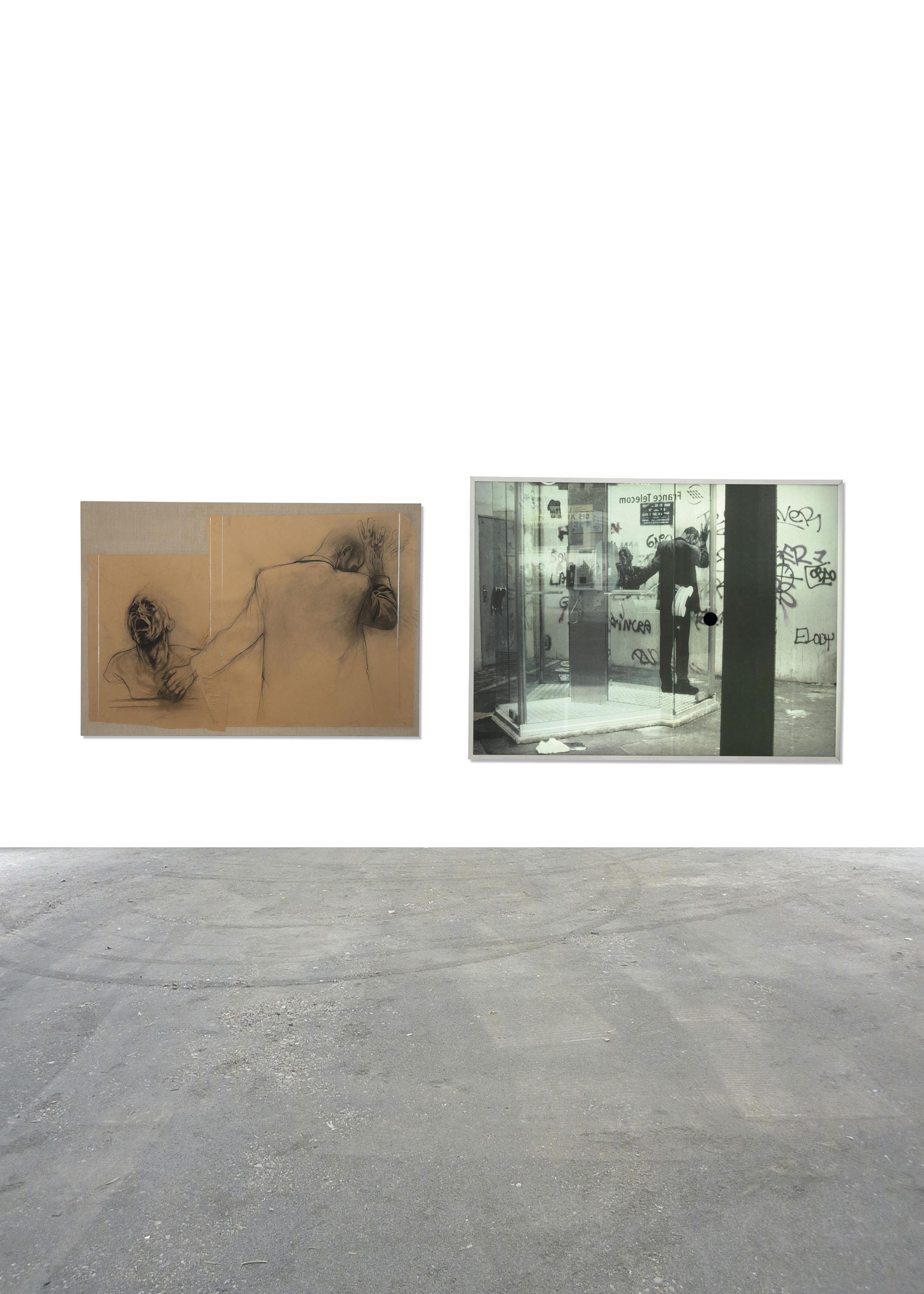 Ernest Pignon-Ernest - Composition No 70 (cabine téléphonique) (Composition No. 70 (Telephone Booth)); Composition No 70 bis (cabine téléphonique) (Composition No. 70 bis (Telephone Booth))