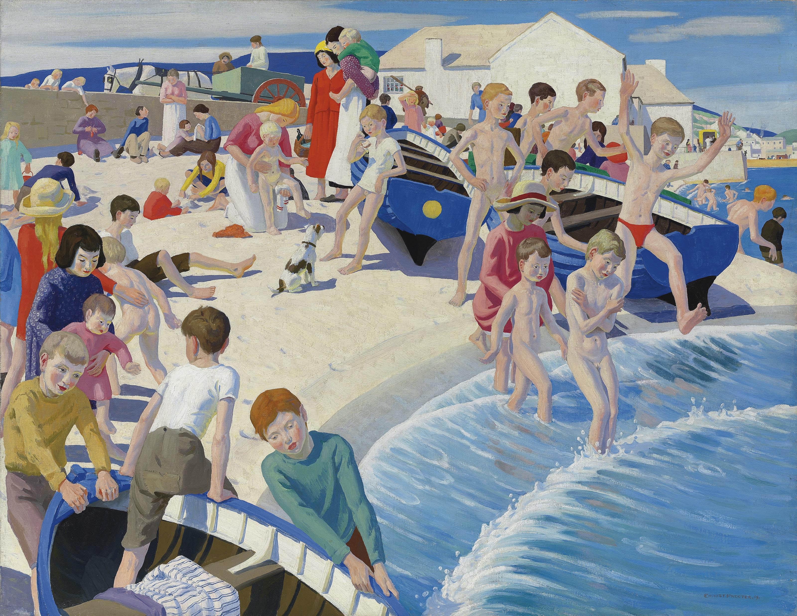 Ernest Procter, A.R.A. - On the beach at Newlyn