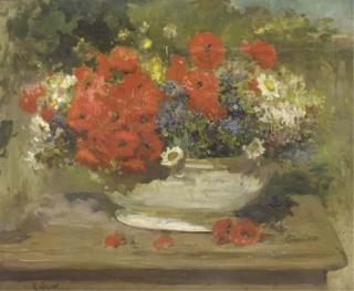 Ernest Quost - Bouquet de Fleurs Sur Un Entablement