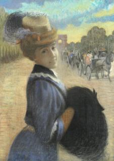 Ernest Rouart - Elégante Et Caleche, Avenue Du Bois