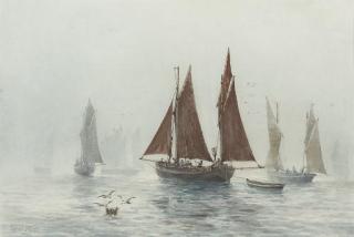 Ernest Stuart - The fishing fleet in a calm