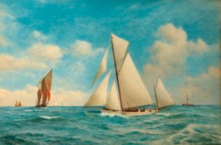 Ernest Stuart - The racing yawl Bingo off the Nab Lightship