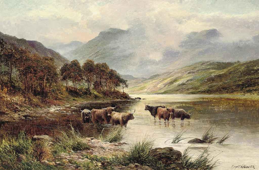 Ernest Walbourn - Highland cattle watering