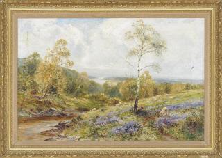 Ernest Walbourn - Sheep grazing amongst silver birches