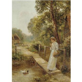 Ernest Walbourn - The Flower Basket; Sewing In The Garden