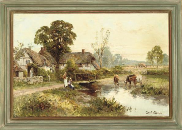 Ernest Walbourne - Cottages beside a river