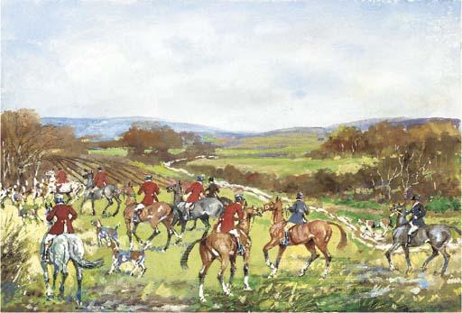 Ernest William Aldworth - The meet; Setting off; Gone away; In the open country; Pulled up; and Over the brook