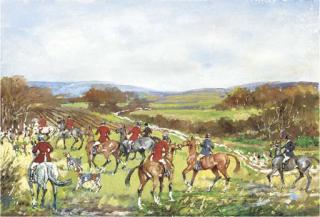 Ernest William Aldworth - The meet; Setting off; Gone away; In the open country; Pulled up; and Over the brook