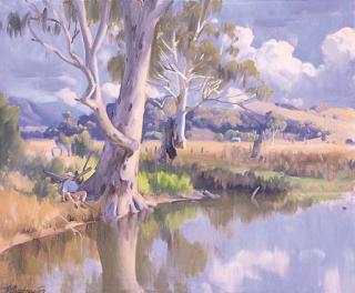 Ernest William Buckmaster - Man Fishing by a River