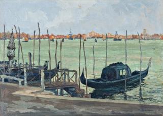Ernesto Barbero - Gondolas in Venice