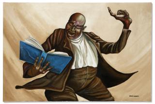 Ernie Barnes - Preacher with Blue Book