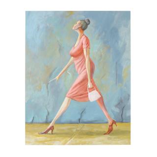 Ernie Barnes - Study: Woman in Pink Walking, 1992