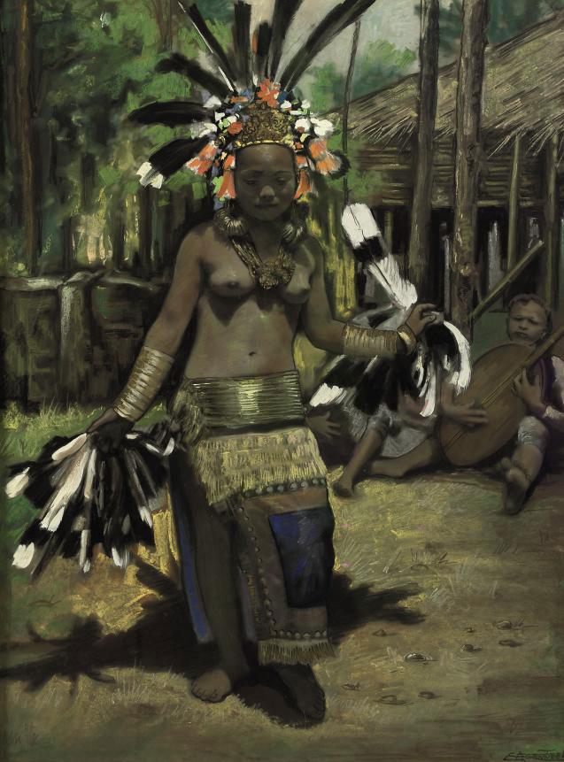 Ernst Agerbeek - Dayak girl performing Hornbill dance