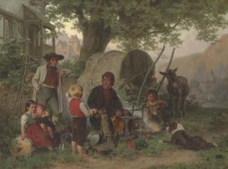Ernst Bosch - Reisender Und Kinder Am Lagerfeuer