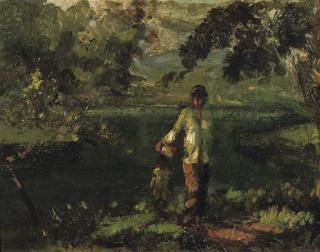 Ernst Dezentje - Mother and child at Telaga Warna, Java