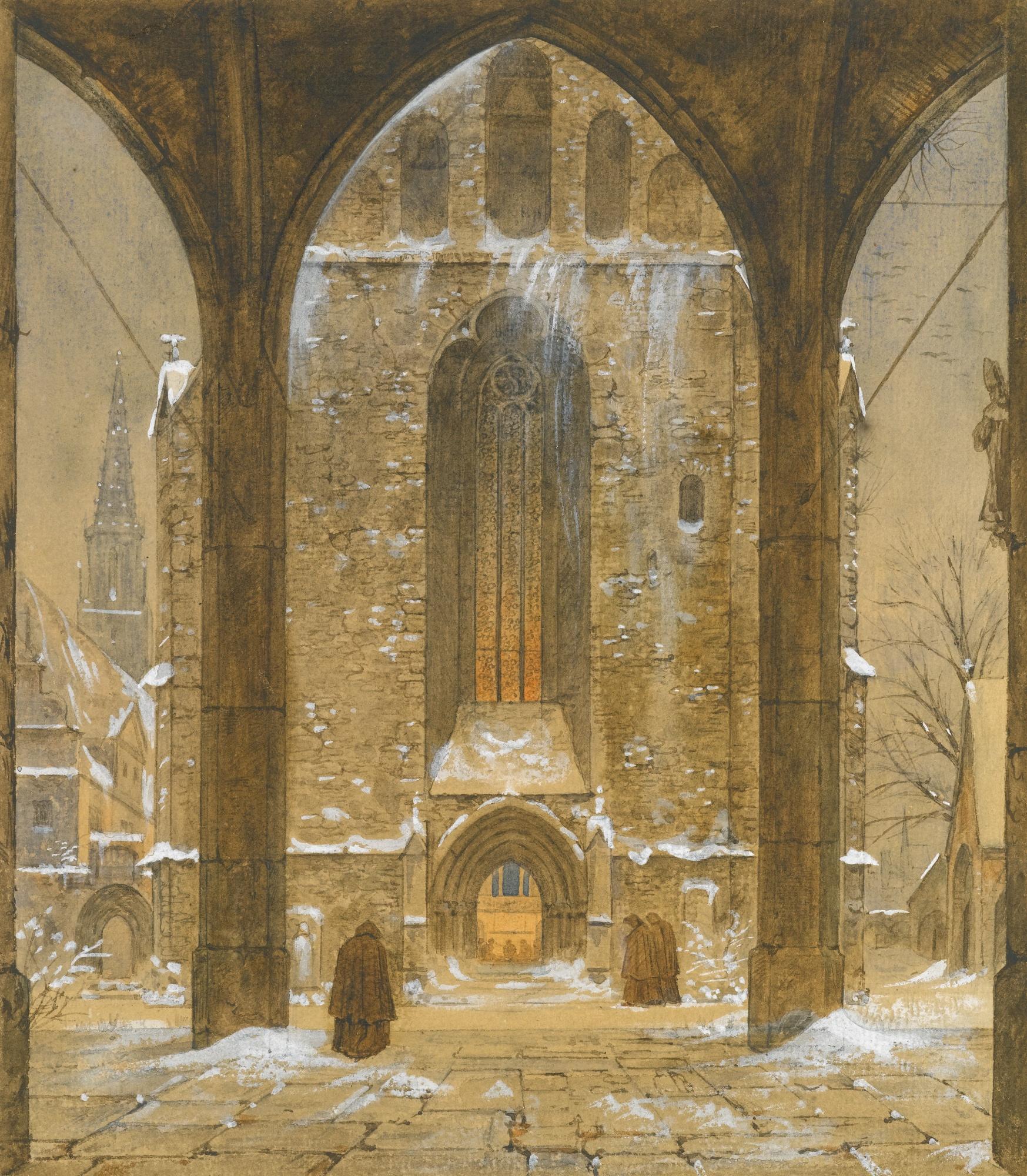 Ernst Ferdinand Oehme - German cloister In Winter