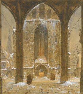 Ernst Ferdinand Oehme - German cloister In Winter