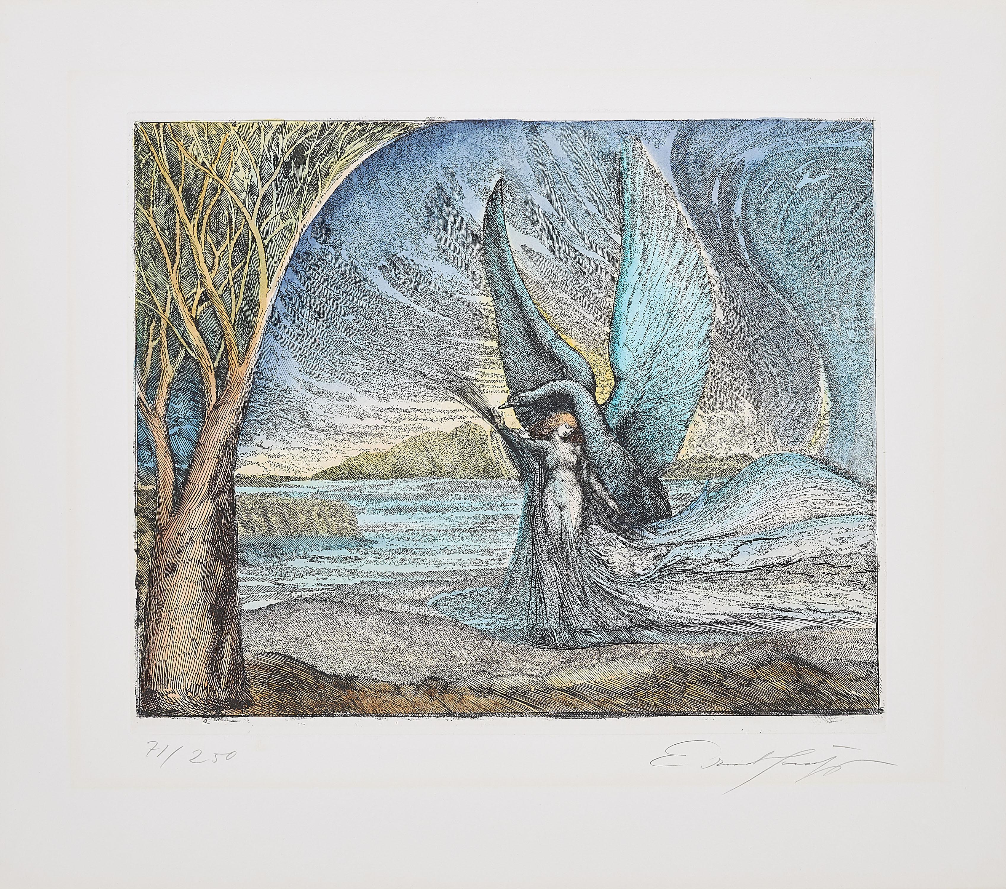 Ernst Fuchs - Leda und der Schwan.