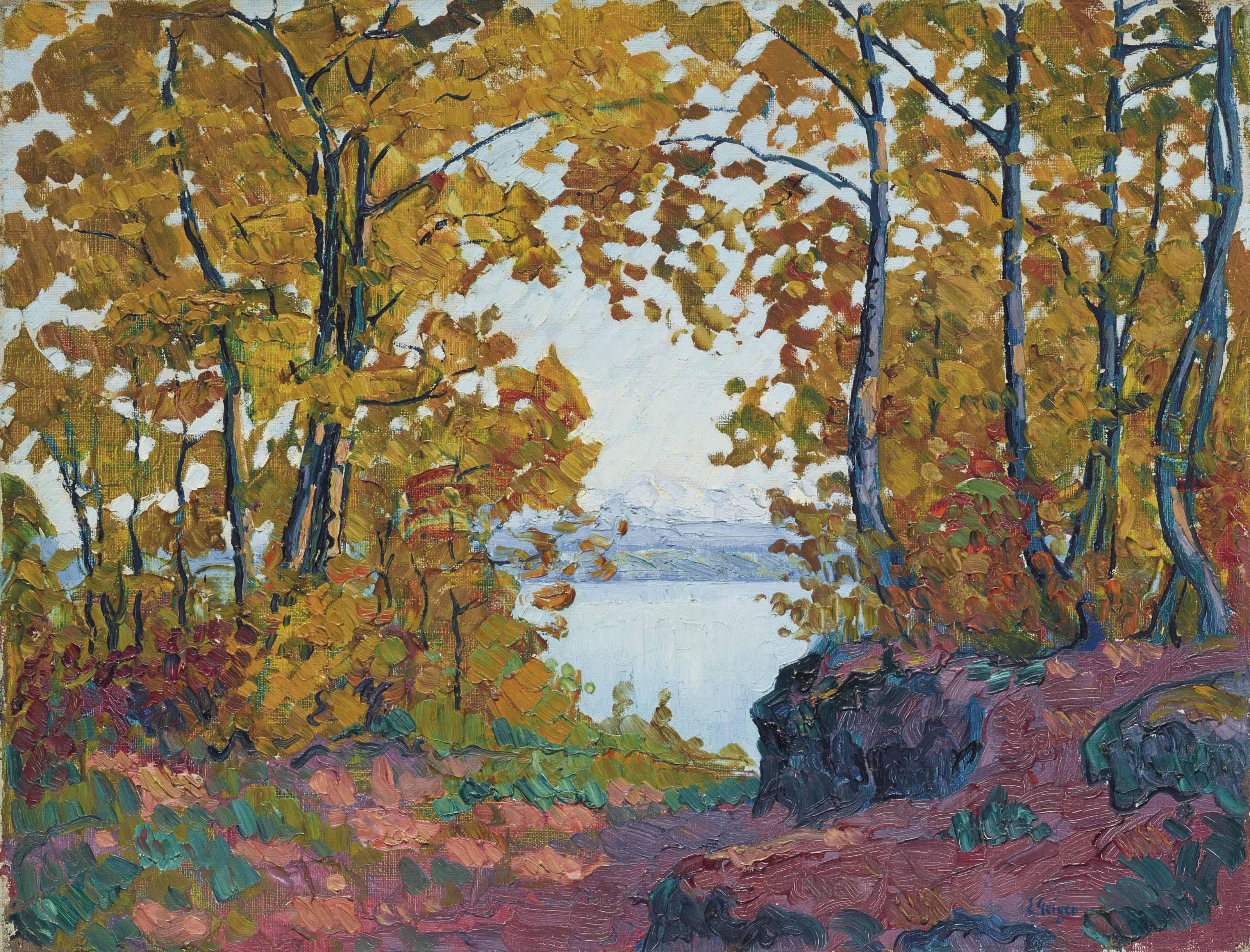Ernst Geiger - Blick aus dem Herbstwald, 1916