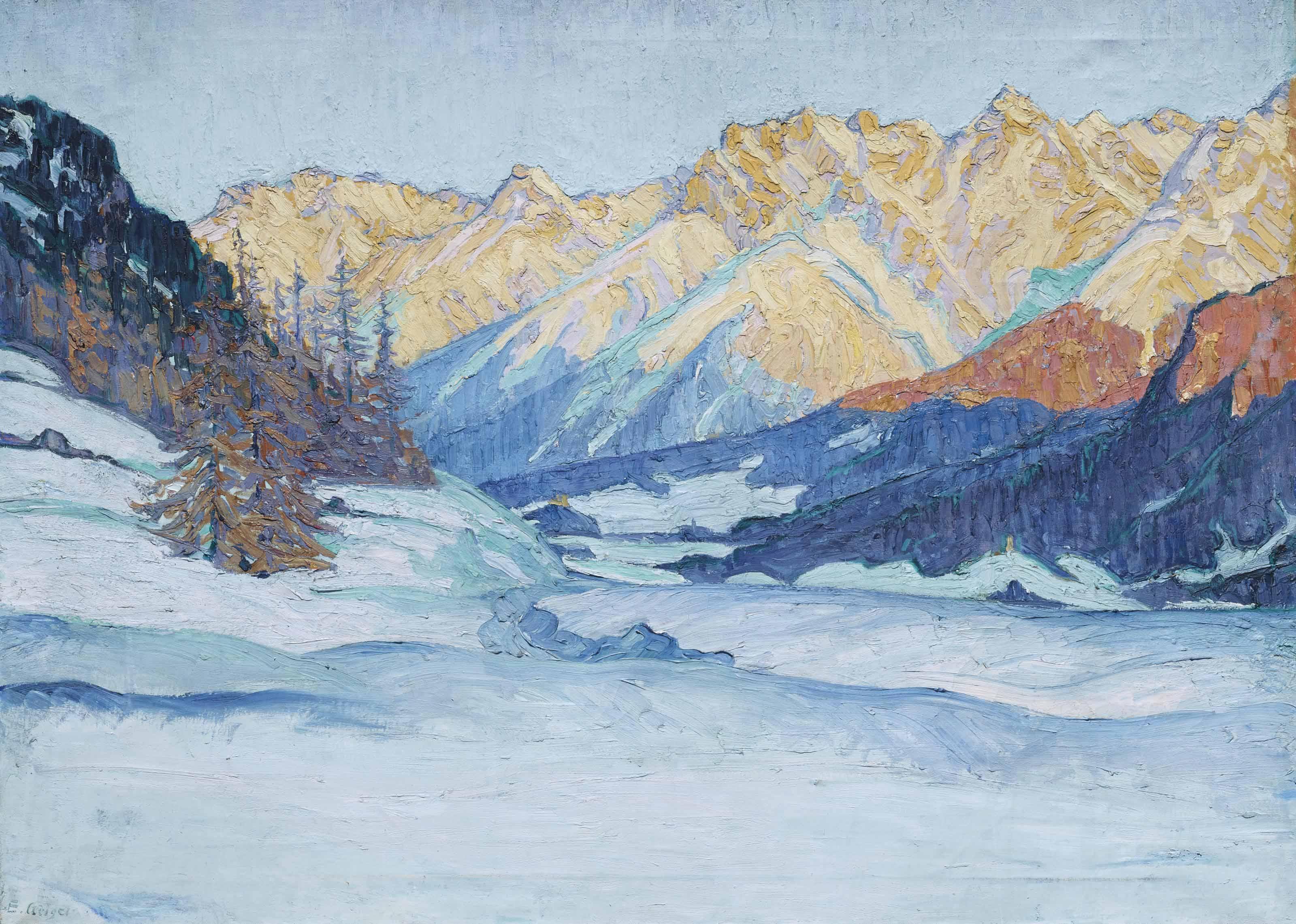 Ernst Geiger - Winterlandschaft in Tarasp, 1914
