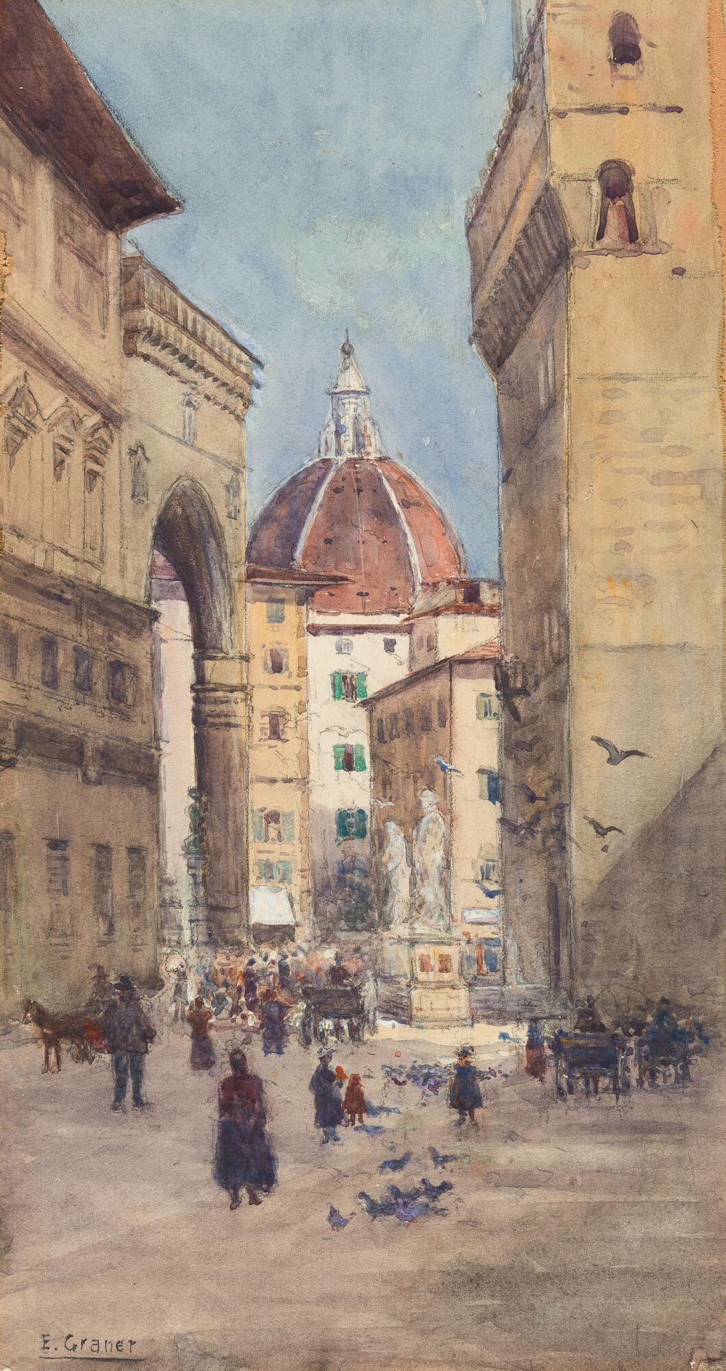 Ernst Graner - Blick auf die Piazza della Signoria in Florenz.