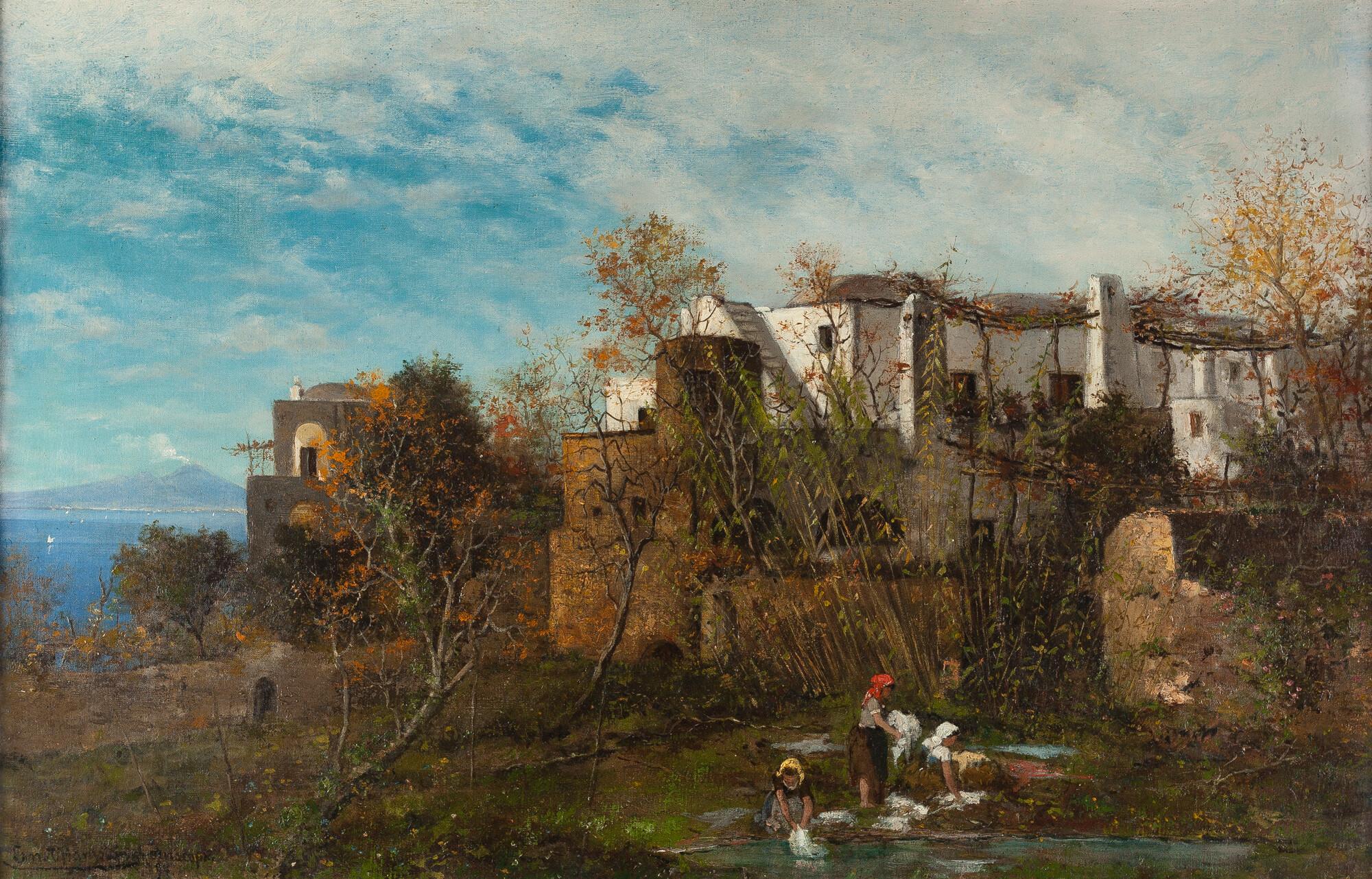 Ernst Hanfstaengl - Blick auf Anacapri mit dem Vesuv