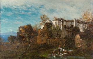 Ernst Hanfstaengl - Blick auf Anacapri mit dem Vesuv