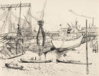 Ernst Hassebrauk - 2 Bll.: „Hamburger Hafen“. „Tegernsee“ mit dem Wallberg