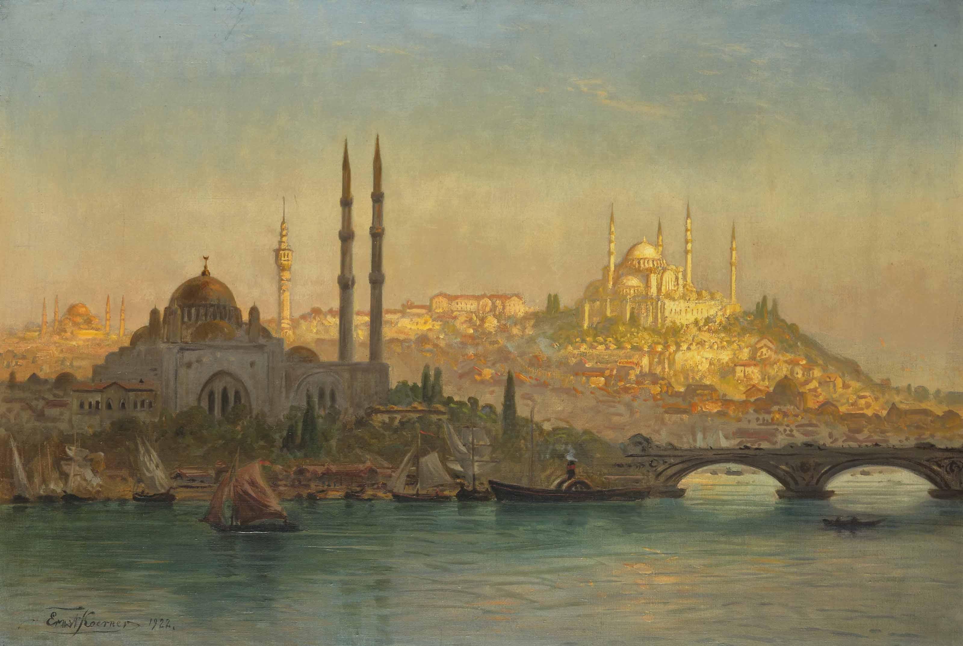 Ernst Karl Eugen Koerner - Istanbul, Valide And The Suleymaniye Mosque
