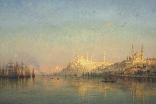 Ernst Karl Eugen Koerner - View Across the Golden Horn, Hagia Sophia and the Blue Mosque beyond, Constantinople
