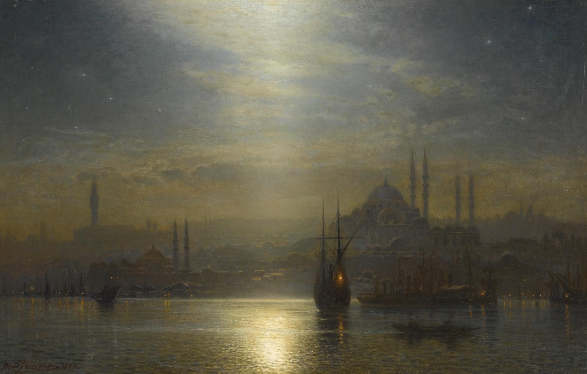 Ernst Koerner - German blick Über Den Bosporus Auf Konstantinopel Bei Nacht (Night View Over The Bosphorus)