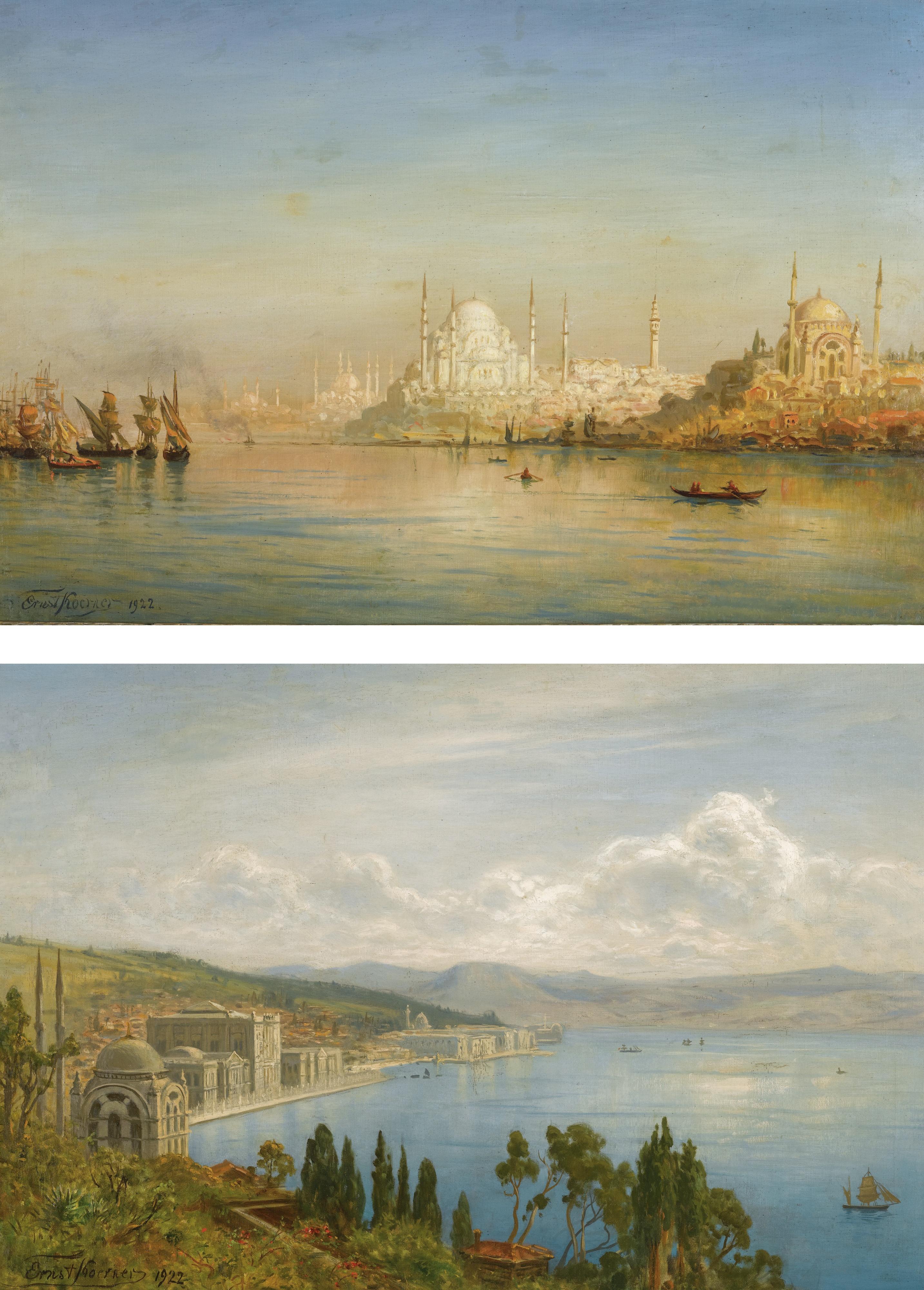 Ernst Koerner - German views Of The Bosphorus: A Pair