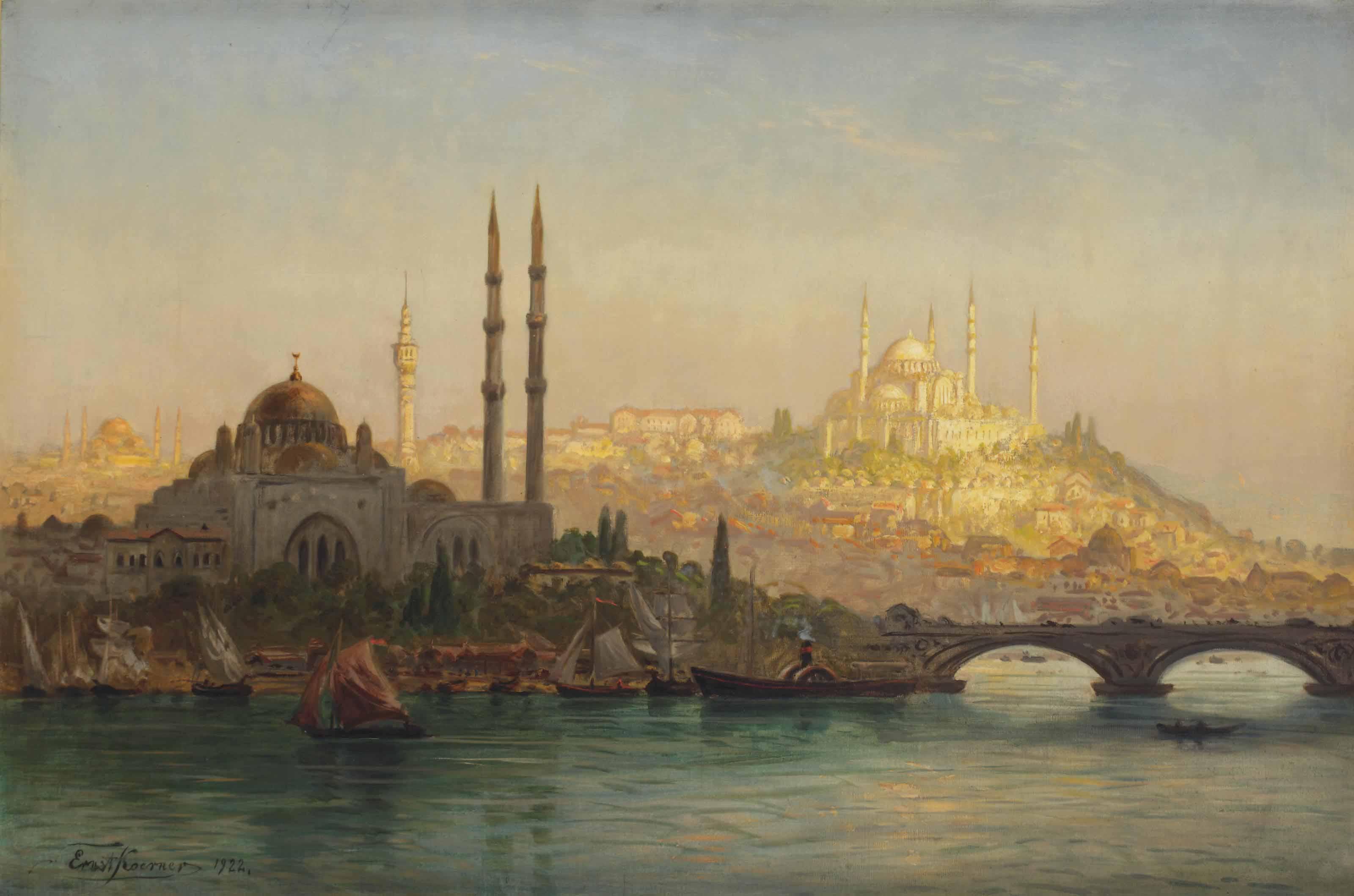 Ernst Koerner - Istanbul, Valide und Solimanie Moschee; Istanbul, Valide and the Suleymaniye mosque