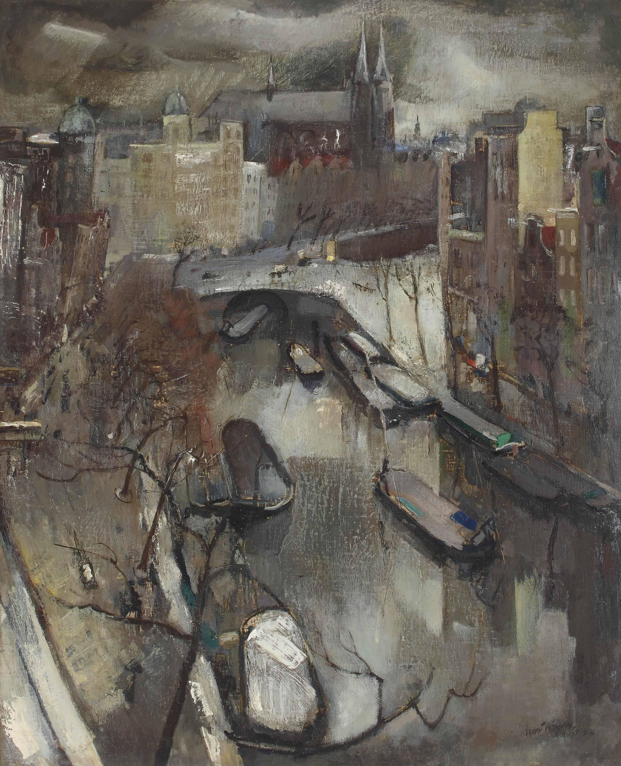 Ernst Leyden - A View Of The Singel, Amsterdam