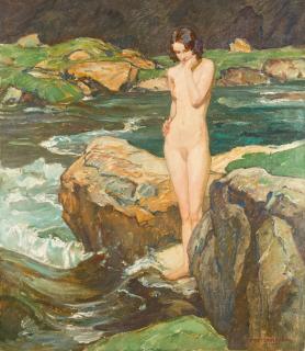 Ernst Liebermann - Akt am Bergwasser