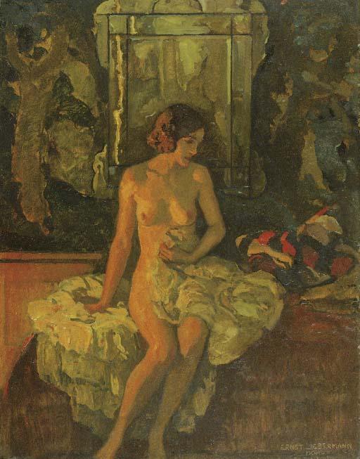 Ernst Liebermann - An interior with a nude