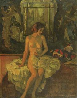 Ernst Liebermann - An interior with a nude
