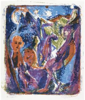 Ernst Ludwig Kirchner - Abendszene. - Mondnachtszene An Der Stalltur (Gercken 1013; Dube L361)