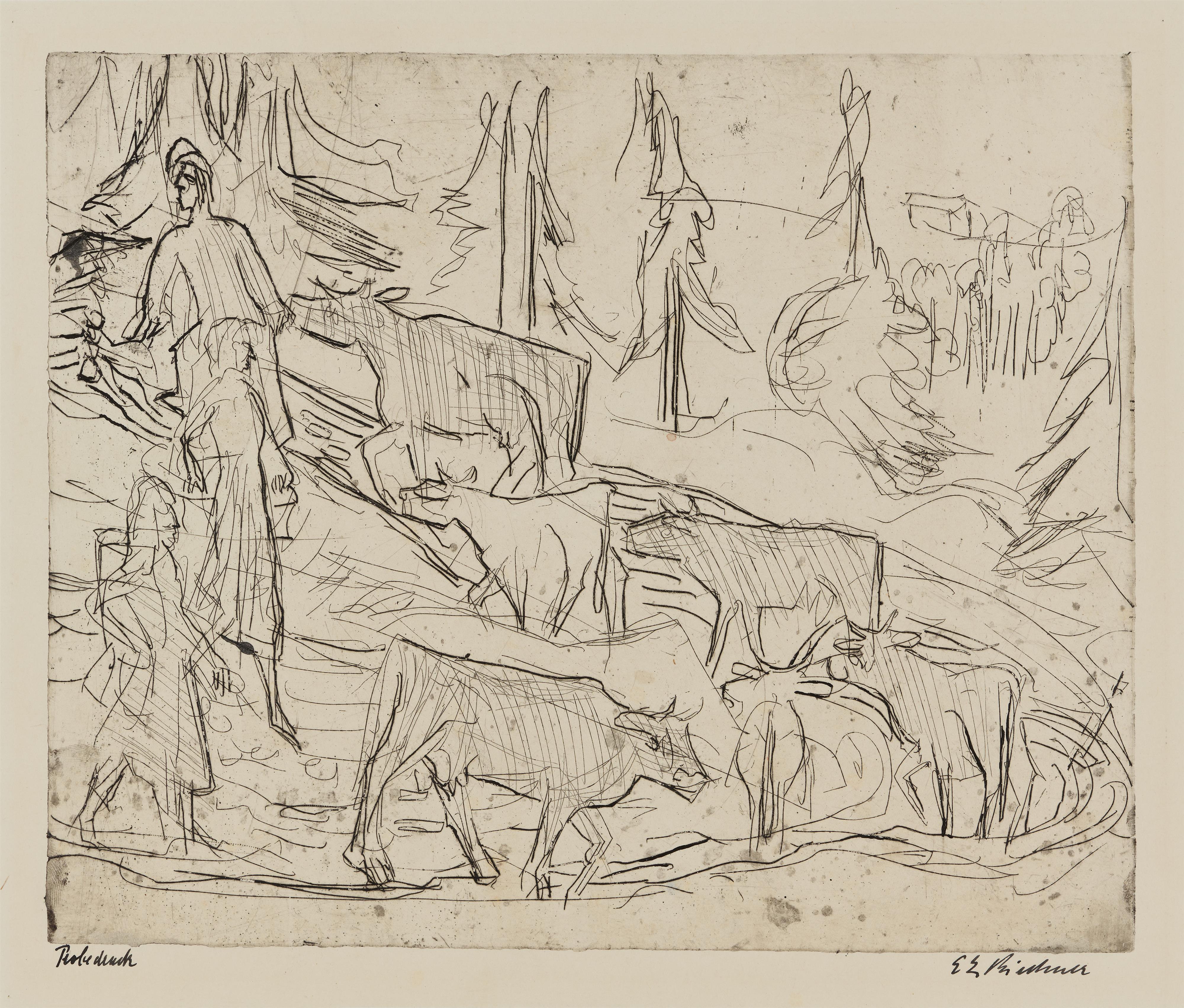 Ernst Ludwig Kirchner - Abtrieb der Kühe