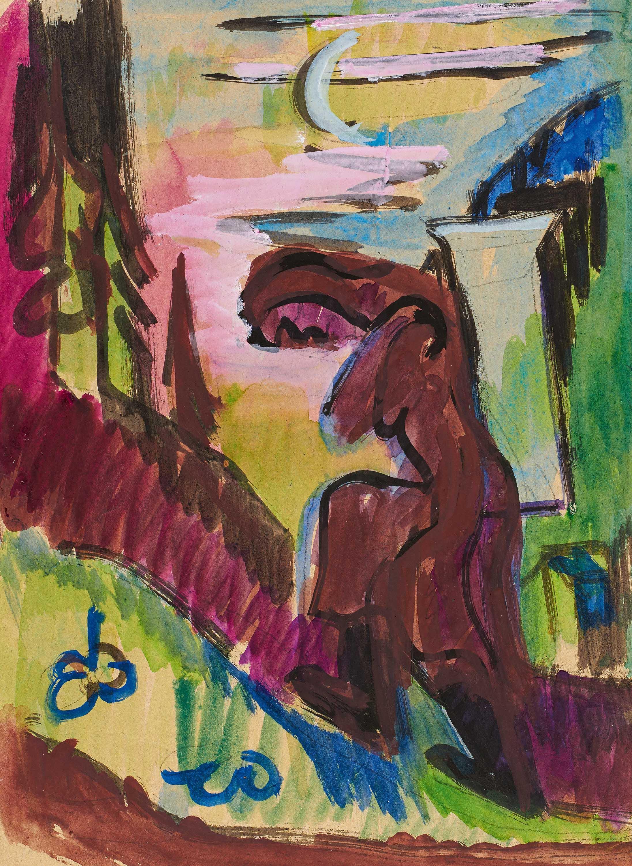 Ernst Ludwig Kirchner - Bäuerin eine Last tragend.