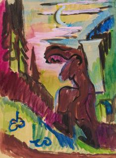 Ernst Ludwig Kirchner - Bäuerin eine Last tragend.