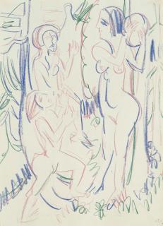 Ernst Ludwig Kirchner - Ballspielende Nackte Frauen Im Wald (Female Nudes Playing Ball In The Woods)