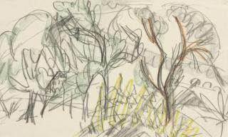 Ernst Ludwig Kirchner - Baumgruppe in Königstein (recto); Männergruppe (verso)