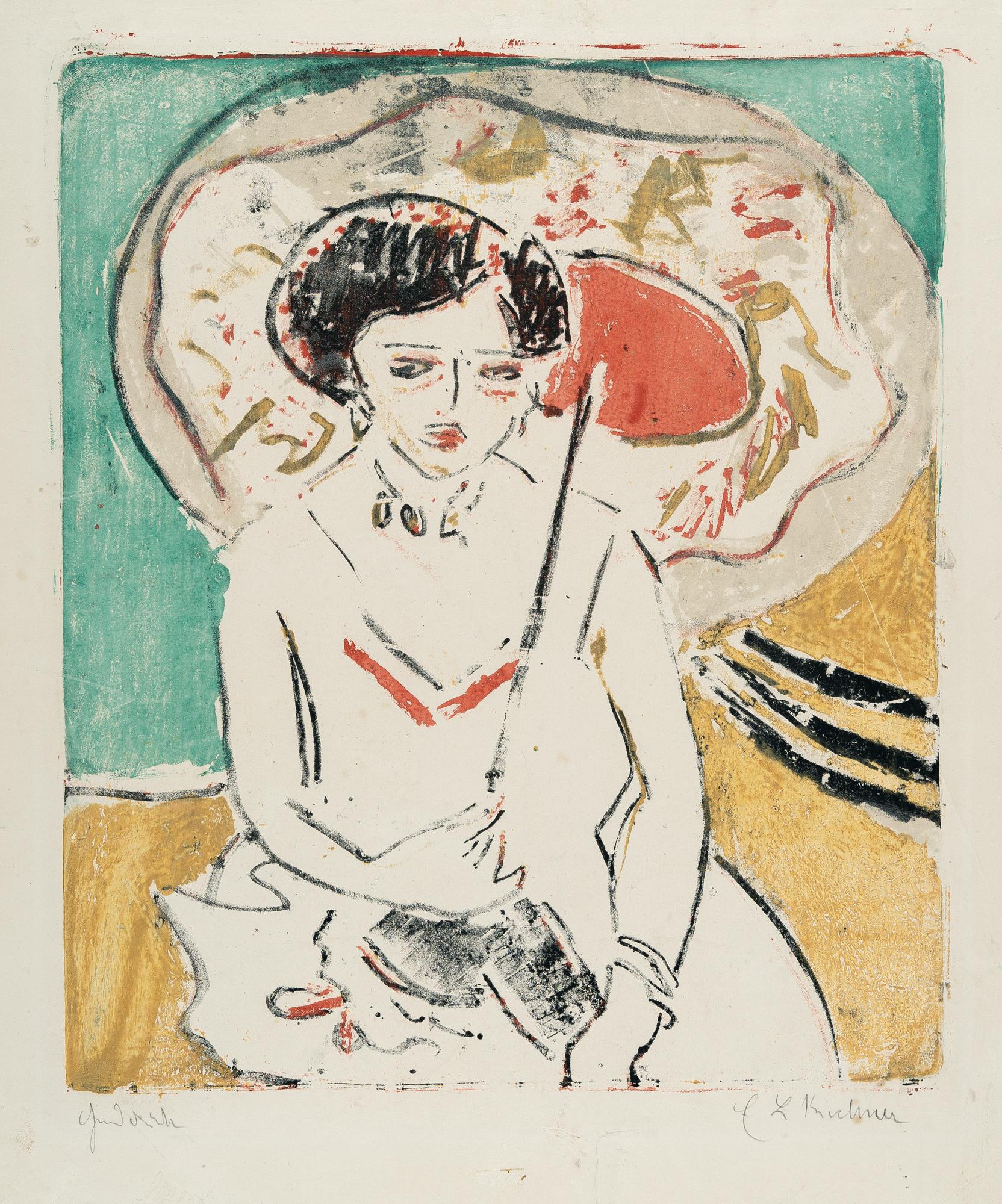Ernst Ludwig Kirchner - Dodo mit japanischem Schirm