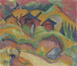 Ernst Ludwig Kirchner - Drei Hütten am Hügel, Rote Hütten