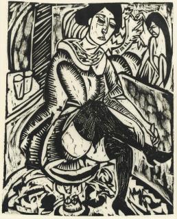 Ernst Ludwig Kirchner - Frau, Schuh Zuknöpfend (Dube, 206)