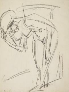 Ernst Ludwig Kirchner - Gebeugt Badende (Bather Bending Down) - Recto Stehender Rückenakt (Standing Nude Seen From Behind) - Verso