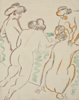 Ernst Ludwig Kirchner - Gruppe nackter Frauen in Unterhaltung